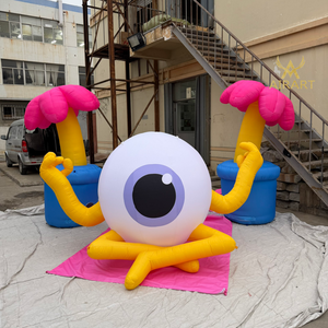 Mascotte gonflable personnalisée <span class=keywords><strong>DJ</strong></span> Monstre aux grands yeux jouant du piano, monstre de dessin animé pour enfants, toboggan pour parc - Product Image 2