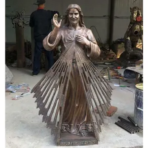 BLVE आउटडोर चर्च कला धातु धार्मिक ईसाई जीवन आकार देवी दया यीशु मसीह यीशु के मूर्तिकला कांस्य प्रतिमा