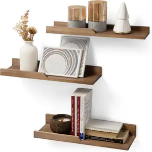 Farmhouse Floating Shelves for Bedroom Decor : Rustic Bathroom Shelves Over Toilet Set of 3 and Small Wood Shelf for Display