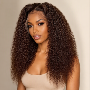 วิกผมหน้าผากลูกไม้ HD 13x4 สีน้ำตาลเข้ม <span class=keywords><strong>ผม</strong></span>หยิกฟู วิกผมแท้  ถอนขนมาแล้ว  ไร้รอยต่อ  สำหรับผู้หญิงผิวสี - Product Image 2