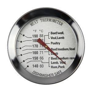 Биметаллический термометр для мяса из нержавеющей стали с большим циферблатом и высокой точностью измерения - Product Image 1