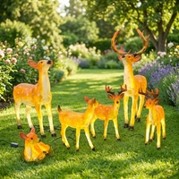 Ensemble de 5 lampes en résine translucide en forme de cerf, produit de jardin, statue lumineuse en fibre de verre pour sculpture de parc
