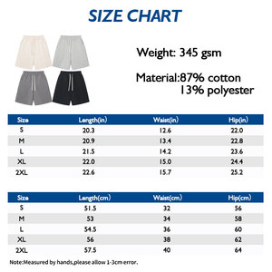 Pantalones cortos para hombre con logotipo personalizado 345 Gsm algodón poliéster francés Terry liso teñido estilo Patchwork pantalones cortos con cordones - Product Image 4