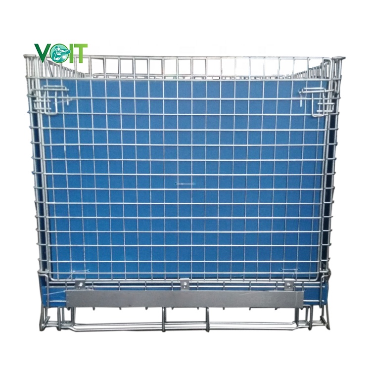 Customized logistics warehouse storage metal folding pet preform storage bin