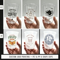 Gobelets en plastique transparent PET en forme de U de 16 oz (500 ml) avec couvercles, personnalisables avec logo, jetables, pour matcha, café, boissons froides, vente en gros