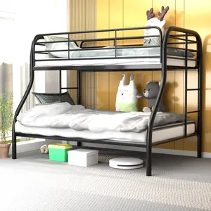 Giường tầng kim loại cỡ Twin trên Full, có lan can chắc chắn & thang, tiết kiệm không gian, không gây tiếng ồn - Product Image 1