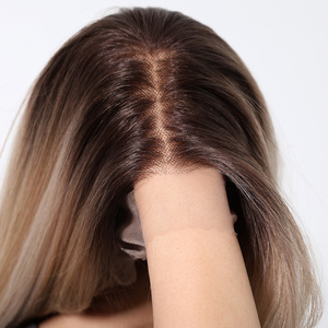 13*6 HD Lớn u ren tóc giả tổng hợp trong tương lai sợi mềm tóc giả dài thẳng hỗn hợp mật độ 180% Ombre tóc vàng hỗn hợp tối tóc gốc - Product Image 4