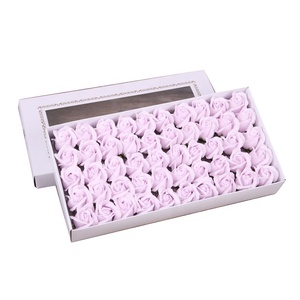 Rosso singolo fiore del sapone testa 50pcs fatto a mano artificiale della rosa a buon mercato scatole di regalo per san valentino - Product Image 4