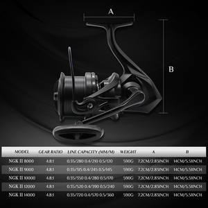 Carrete de Pesca Giratorio con Manivela Intercambiable, Serie 8000-14000, para Pesca en Mar, Río y Trolling - Product Image 6
