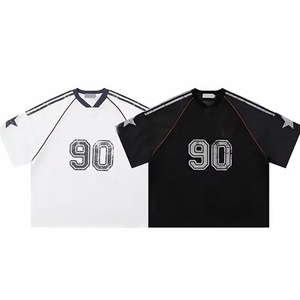 เสื้อยืดผู้ชายขายส่ง ปักลายเรียบๆ ผ้าฝ้าย 100% ผ้าถักเนื้อละเอียด แขนสั้น ทรงหลวม - Product Image 2