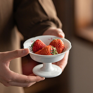 Assiette à fruits en céramique rétro chinoise, ronde, en porcelaine, sur pied haut, pour les fêtes à la maison, les collations, le thé, les desserts - Product Image 1