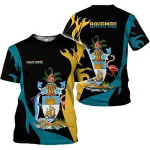 T-shirt en gros avec motif du drapeau des Bahamas, style drapeau, rubans diagonaux et pois - Product Image 2