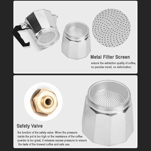 Cafetera Moka Clásica Estilo Italiano de Aluminio Pulido para 1/3/6/9/12 Tazas, Cafetera Espresso para Estufa - Product Image 4