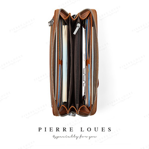 กระเป๋าสตางค์ใบยาวสำหรับผู้หญิง Pierre Loues แบบมีซิป ช่องใส่บัตรหลายช่อง ขนาด 6 นิ้ว สีพื้น กระเป๋าคลัทช์ ใช้ได้ทุกวัน - Product Image 3