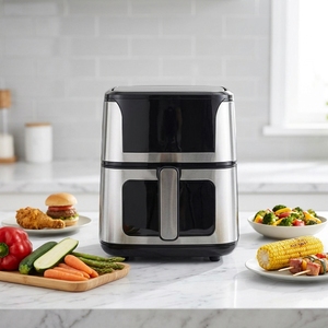 Nouvelle <span class=keywords><strong>friteuse</strong></span> à air électrique solaire numérique 5,5 L avec 8+ préréglages et fenêtre visible, personnalisée <span class=keywords><strong>pour</strong></span> 5 personnes, carrée et moderne KA13020 - Product Image 1