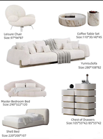 Ensemble complet de salon personnalisable, canapé-lit en cuir et tissu haute densité de qualité supérieure pour villa de luxe