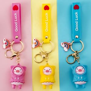 Girl creative Piggy keychain cute raincoat pig pendant earphone protective case <b>bag</b> hanging decoration soft rubber <b>small</b> gift-F - Product Image 1