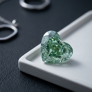 Diamante Verde Suelto de Corte Corazón Radiante Cultivado en Laboratorio, VVS2, Gema de Lujo, Certificado IGI para Joyería, por AURA LUXURIA - Product Image 1