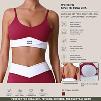 Soutien-gorge de yoga à fines bretelles et blocs de couleur, sensation seconde peau, coussinets amovibles, antichoc, effet liftant, pour femme, course et entraînement