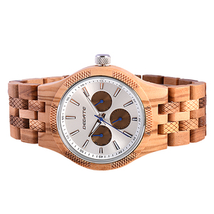 Montre-bracelet pour homme en édition limitée avec mouvement à quartz japonais, nouveau chronographe en bois d'olivier, boîtier en acier résistant à l'eau - Product Image 2