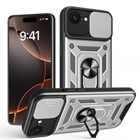 Coque de téléphone antichoc en TPU et PC avec fenêtre coulissante pour iPhone 16E, support magnétique pour voiture, vente chaude