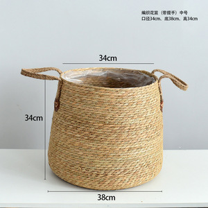 Rattan Flower Pots Round Handmade Woven <b>Baskets</b> For Plant Storage Floor Type - Product Image 4