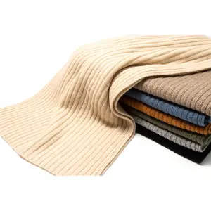 Wholesale Mongolian Cashmere Rib Knit Scarf Women Elegant Pashmina Cashmere Luxury Cashmere Scarf