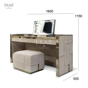 Ekar Furniture <strong>Victorian</strong> Marble <strong>Dressing</strong> <strong>Table</strong> with Standing Mirror Modern French Design for Bedroom Home or Hotel - Product Image 5