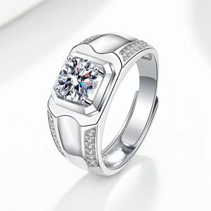 galvanisierung 925er sterling-silber 1 ct rund solitär kubischer zirkonia verlobungsring halo vielversprechend für männer ring - Product Image 4