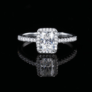S925 Sterling <strong>Silver</strong> <strong>Ring</strong> Four-claw Sugar Cube <strong>Emerald</strong> Radiant Cut 2CT Moissanite Wedding <strong>Ring</strong> Moissanite Diamond <strong>Ring</strong> - Product Image 4