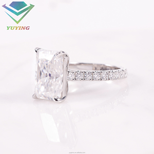 Bague en diamant de laboratoire VS1/VVS1, taille radiant, certificat IGI, pour femme, or 10/14/18 carats, sertissage griffe, diamant d'excellente qualité, cadeau idéal pour mariage. - Product Image 2