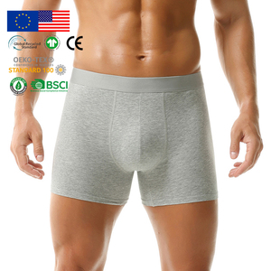 Ropa Interior Masculina, <span class=keywords><strong>Calzoncillos</strong></span> <span class=keywords><strong>Boxer</strong></span> de Modal Gris Melange con Logotipo Personalizado, Tejido de Punto, Cómodos, Estilo Clásico - Product Image 1