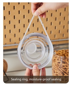 Plastic <strong>Canisters</strong> Set Modern Clean Food Storage Jars with Silver <strong>Lids</strong> Round Food Grade PET Containers - Product Image 3