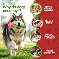Jouet à mâcher pour chien YMH en TPR, rose simulé, plusieurs couleurs disponibles, avec tige à picots surélevés pour l'hygiène dentaire quotidienne et le jeu