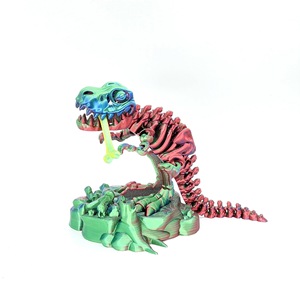 Modèle articulé imprimé en 3D, couleurs personnalisées, dinosaure jouet, squelette fossile de Tyrannosaure avec base, cadeau - Product Image 1