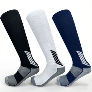 Calze da calcio a righe alte fino al ginocchio in spandex e poliestere per adulti, abbigliamento sportivo estivo - Product Image 1