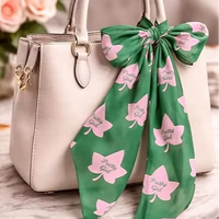 Écharpe en mousseline de soie rose et verte Ivy pour sororité, foulard pour cheveux, accessoire de sac à main, cadeau de sororité pour femmes