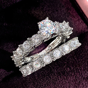 Set di Anelli con Grande Zircone per Coppie, Elegante Gioiello da Sposa per Proposta di Matrimonio - Product Image 3