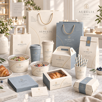 Ensemble de boîtes d'emballage écologiques personnalisées de qualité alimentaire, gobelets à café en papier et sacs à emporter pour café, boulangerie, restaurant, vente en gros
