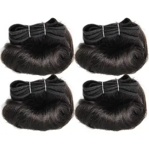 Mèches brésiliennes courtes ondulées Afro- b, tissage de cheveux, pas cher, 4 pièces