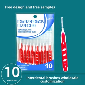 Lot de 10 brosses interdentaires bicolores en gros, ultra-fines, à poils doux, avec fil orthodontique en acier inoxydable, <span class=keywords><strong>pour</strong></span> adultes, en PP/plastique - Product Image 3