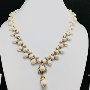 Collier en laiton imitation perle, design simple, mode féminine, chaîne de clavicule rétro, fait à la main, anniversaire, mariage, fête - Product Image 4