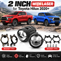 Projecteur antibrouillard tricolore de 2 pouces pour Toyota Hilux 2020+ avec lentille LED, faisceau laser et support de montage