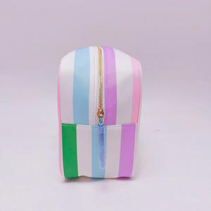 Large Capacity Women Nylon Eco-Friendly Makeup Bags Custom Tassel Puller Zipper Waterproof for Pouches Travel Striped - Product Image 6
