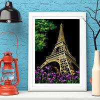 Série Villes Colorées Nuit Urbaine Peinture de Paysage Papier à Gratter Artistique Autour du Monde Cadeau d'Anniversaire Créatif