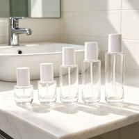 Ensemble d'emballages cosmétiques en verre mat de couleur personnalisée de luxe, flacons de lotion 30g/50g/100g/150ml, pots transparents pour soins de la peau, gravure