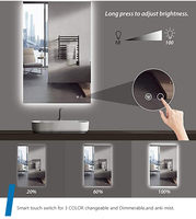 Espejo de Baño Moderno para Hotel, Iluminado, Sin Marco, Antivaho, de 24 Pulgadas de Ancho x 40 Pulgadas de Alto, con Reloj Digital, Función de Aumento y Clasificación IP66