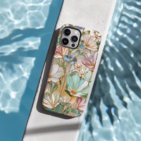 Étui de téléphone Lijiluo deux-en-un avec anneau magnétique en film floral, protection de l'objectif, antichoc, anti-traces de doigts, protection à 360°