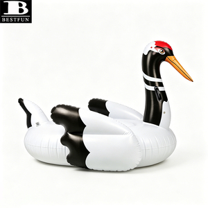 Bouée géante gonflable Grue à couronne rouge pour piscine, île flottante, jouet aquatique, décorations <span class=keywords><strong>de</strong></span> piscine, accessoires photo pour les <span class=keywords><strong>vacances</strong></span> d'été - Product Image 6