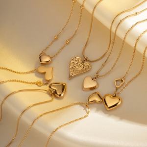Collier pendentif cœur romantique en acier inoxydable plaqué or 14k 18k, hypoallergénique et anti-ternissement, pour femme, style Dubaï - Product Image 3